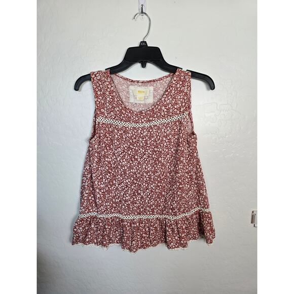 Meave crop overlay red flower top size xs - Picture 1 of 6